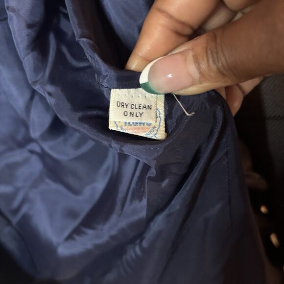 Vintage Albert Capraro Jacket Coat Blazer Gray Burgundy Plaid USA Union Made 16 - Picture 5 of 10